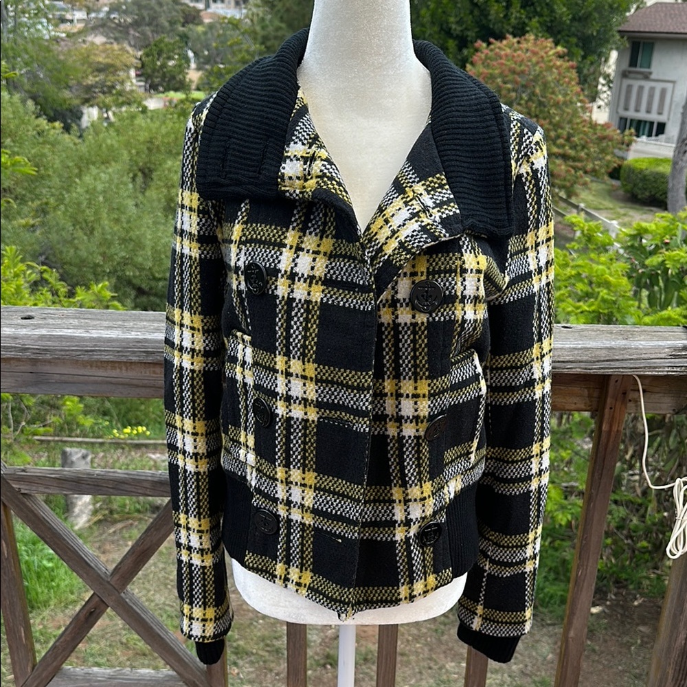 Delia’s Plaid Black and Yellow Women's Jacket